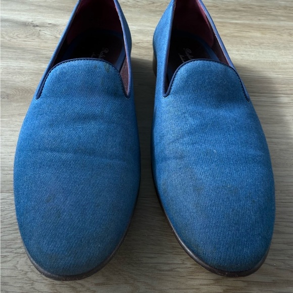 RALPH‎ LAUREN PURPLE LABEL ALONZO Blue Textile Loafers 10 Slippers Loafers main image 4